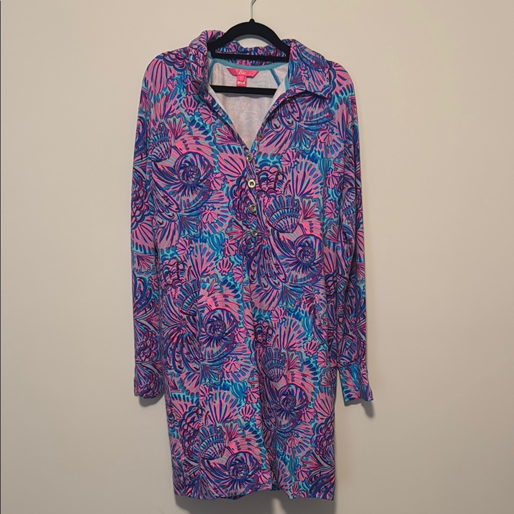 Lilly Pulitzer Vibrant Pink and Blue Floral Dress